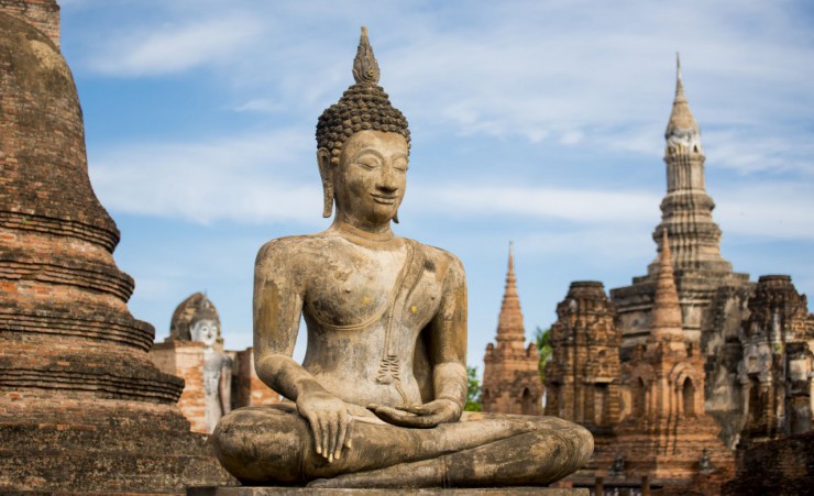"Ancient Buddha Statue, Sukhothai Historical Park"