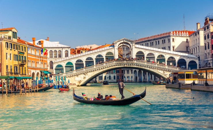 "Gondola Near The Rialto Bridge Venice"