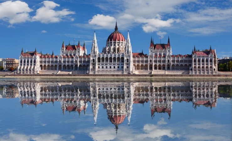 "Budapest Parliament Building Reflected In The Danube"