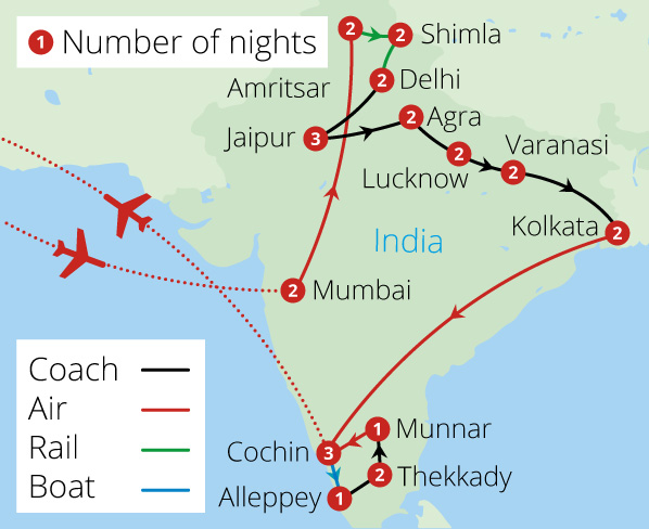 route to india tours