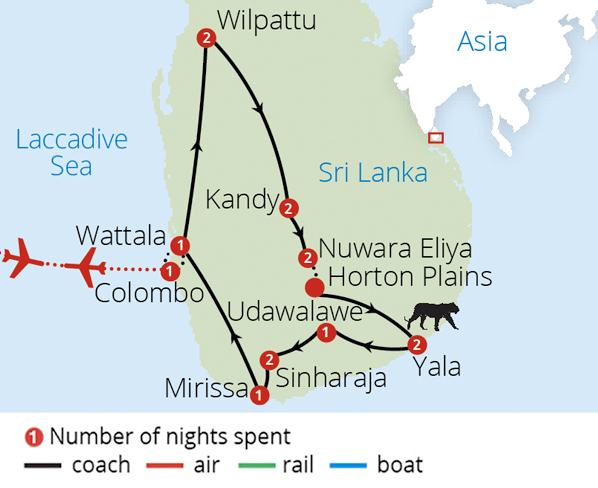 Sri Lanka's Parks and Wildlife Route Map