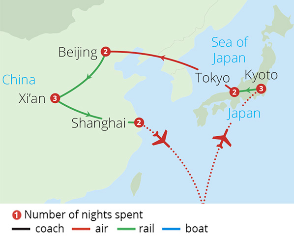 China and Japan's Rail Odyssey Route Map