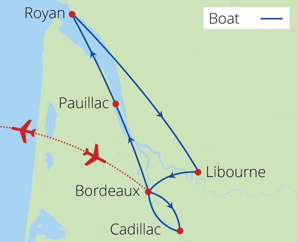 Bordeaux's Chateaux Rivers and Wine Route Map