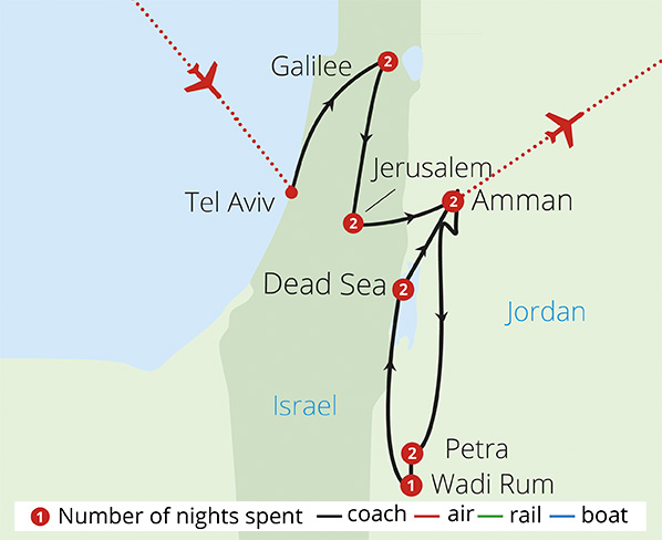 Jordan and Israel Discovery Route Map