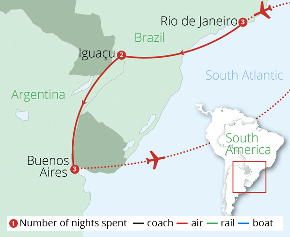 Brazil and Argentina Route Map