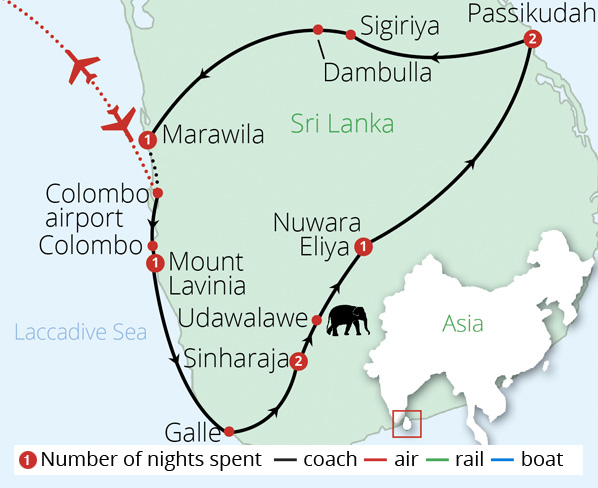 Secrets of Sri Lanka Route Map
