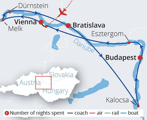 Grand Capitals of the Danube Route Map