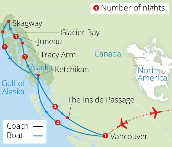 Alaskan Coastal Cruise Route Map